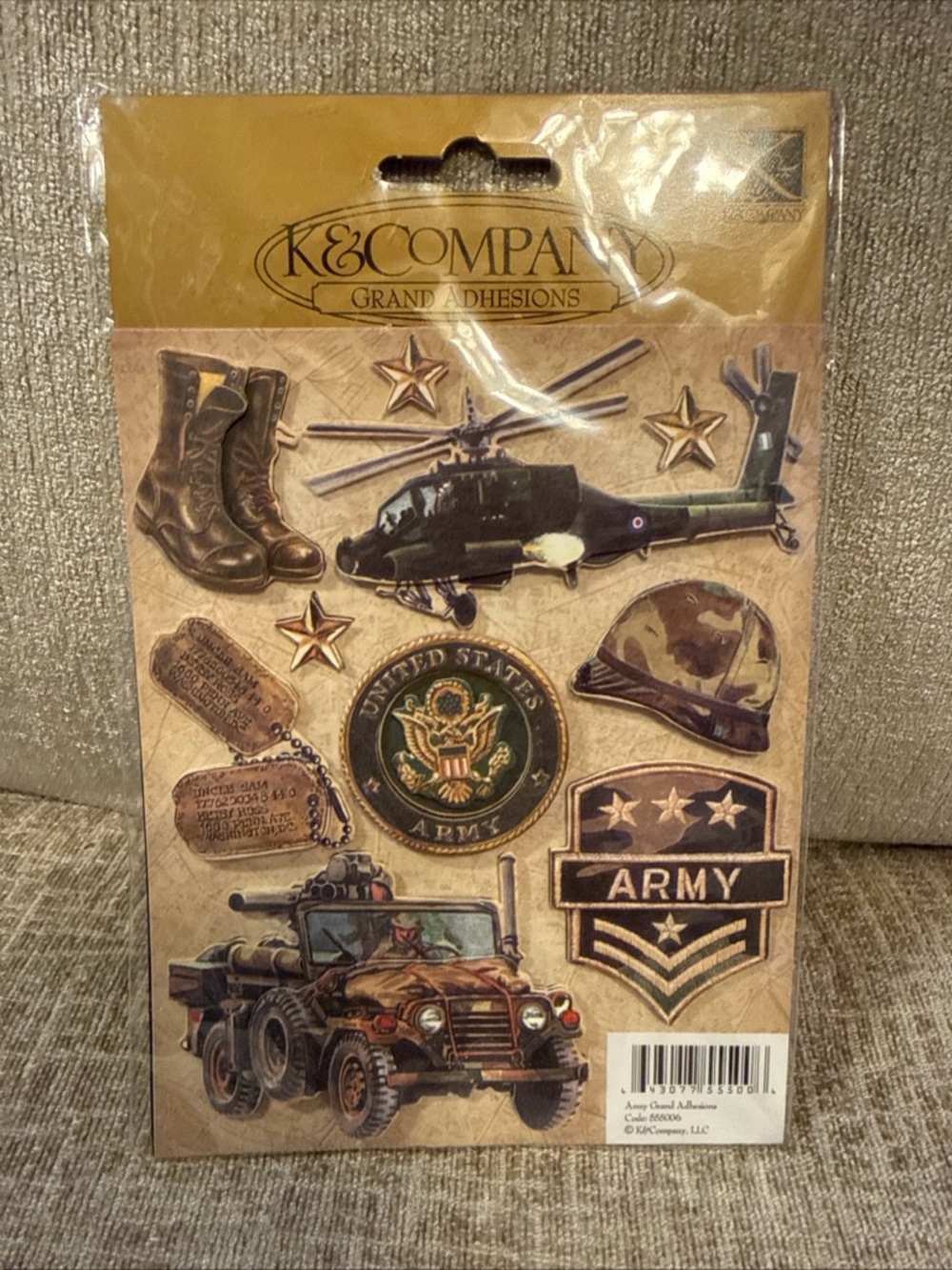 K&Company Military-Themed Adhesive Embellishments - Brown/Green